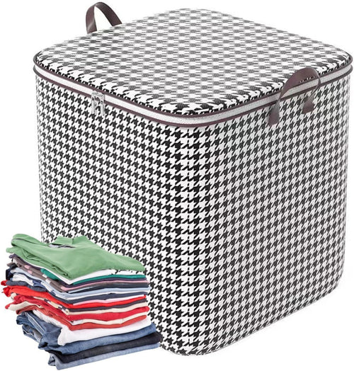 (100L) MULTI 1PCS Foldable Clothes Storage Bags with Zipper & Handles