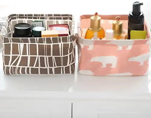 Folding Cotton Linen Storage Bag in assorted colors (PACK OF 2)