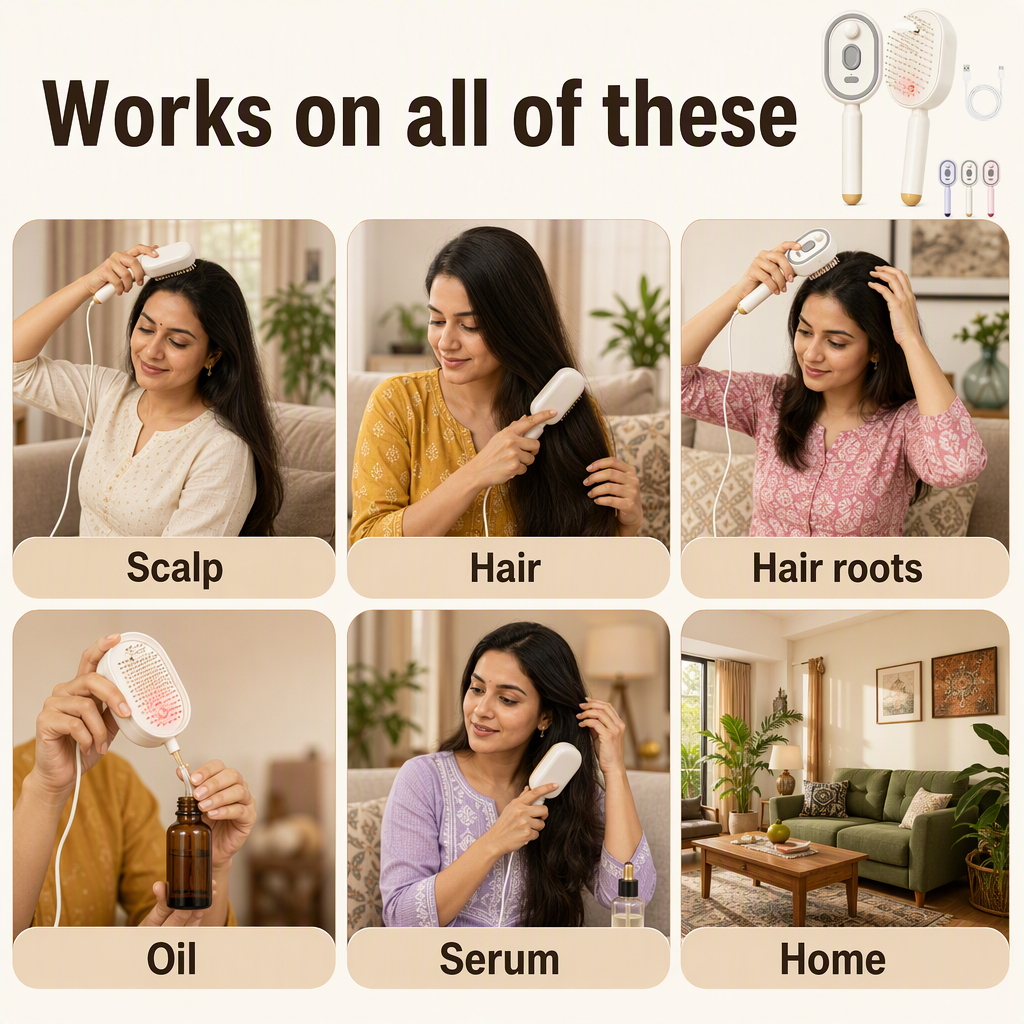5 in 1 Rechargeable Hair Massage  pack of 1 (assorted colors) – places