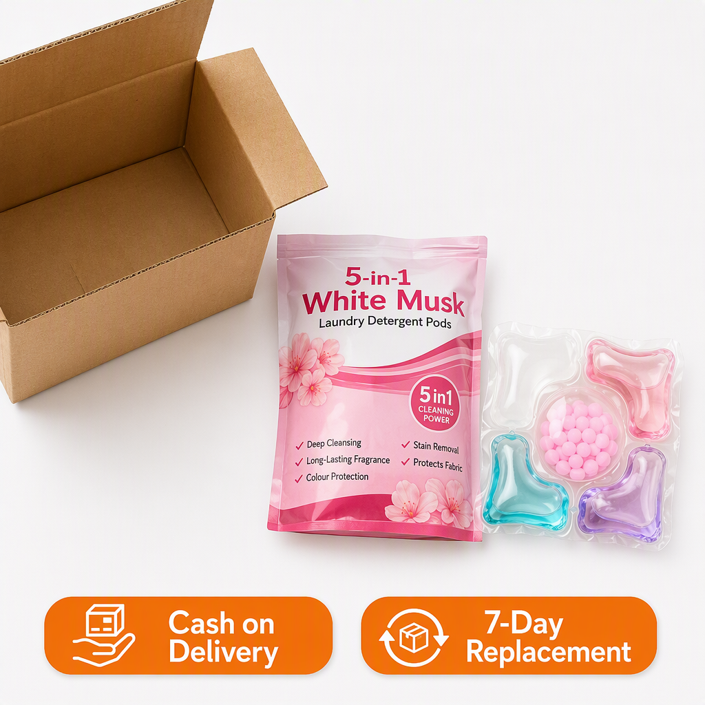 5-in-1 White Musk Laundry Detergent Pods – box