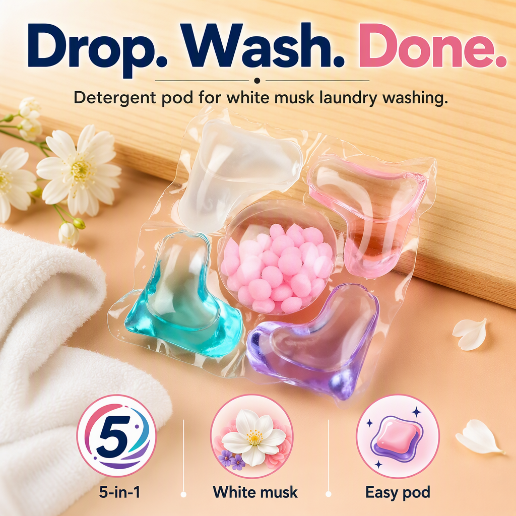5-in-1 White Musk Laundry Detergent Pods – hero