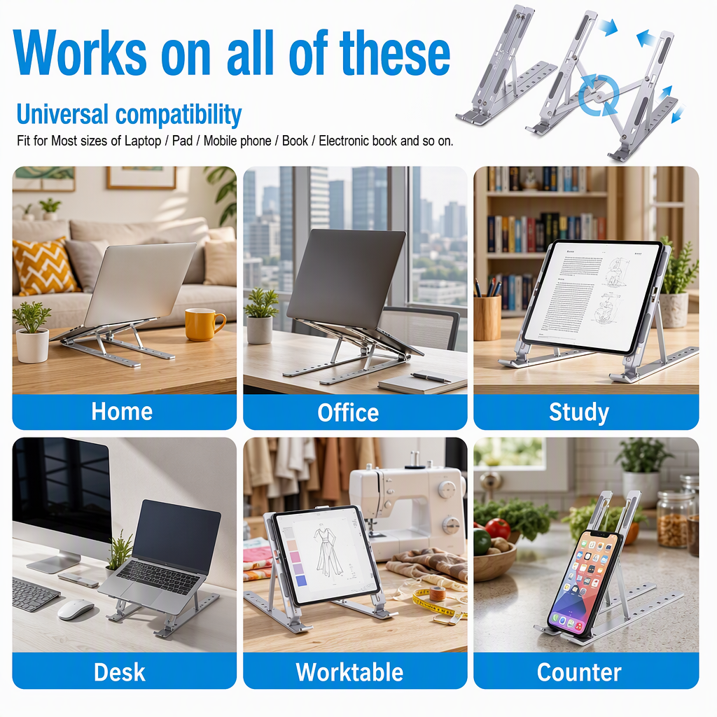 Adjustable Aluminum Laptop Computer Stand Tablet Stand – places