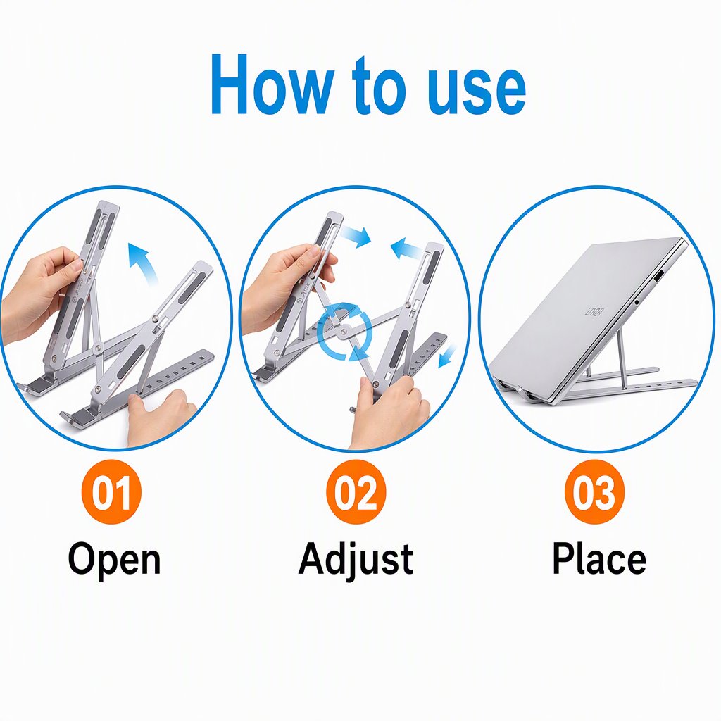 Adjustable Aluminum Laptop Computer Stand Tablet Stand – steps