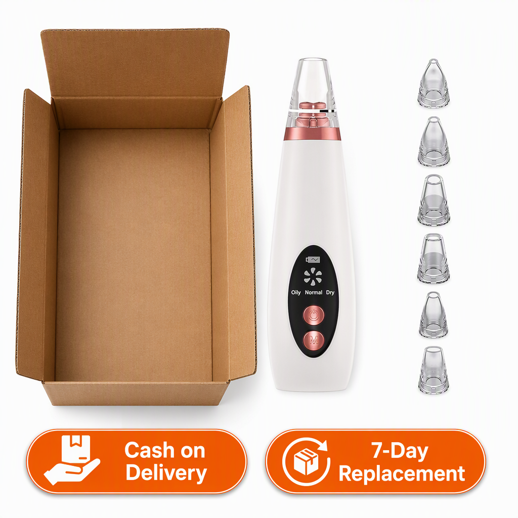Advanced Blackhead & Whitehead Remover Tool with 6 Suction Heads – box