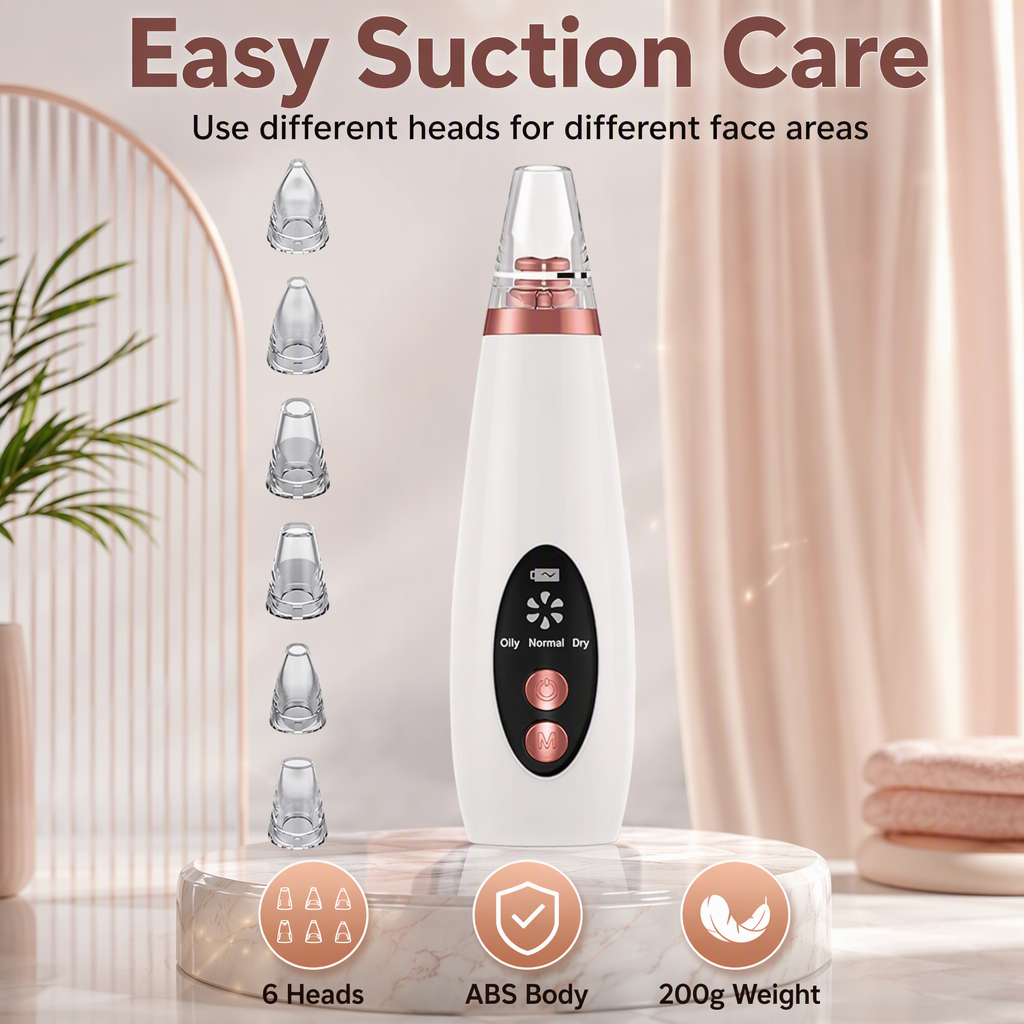 Advanced Blackhead & Whitehead Remover Tool with 6 Suction Heads – hero