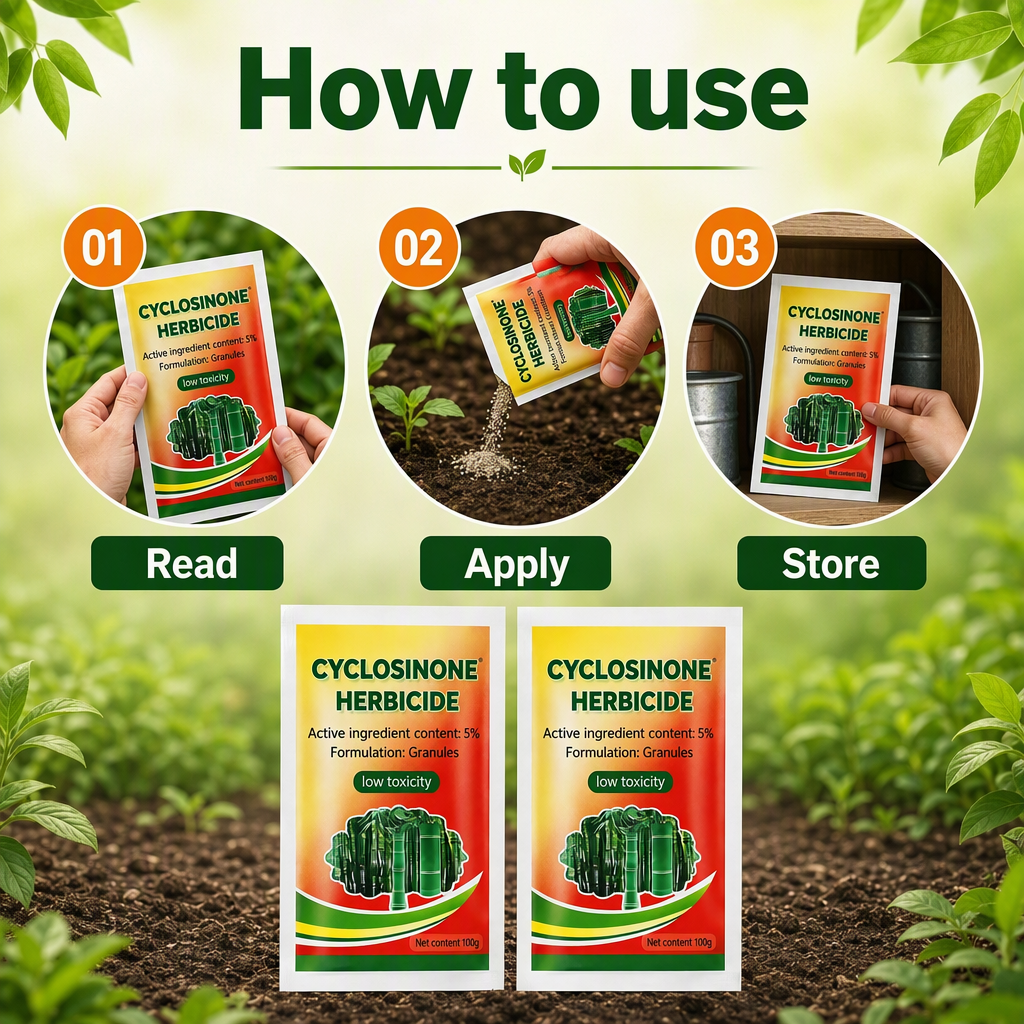AI Cyclosinone Herbicide Granules and growth supplements(pack of 2) – steps