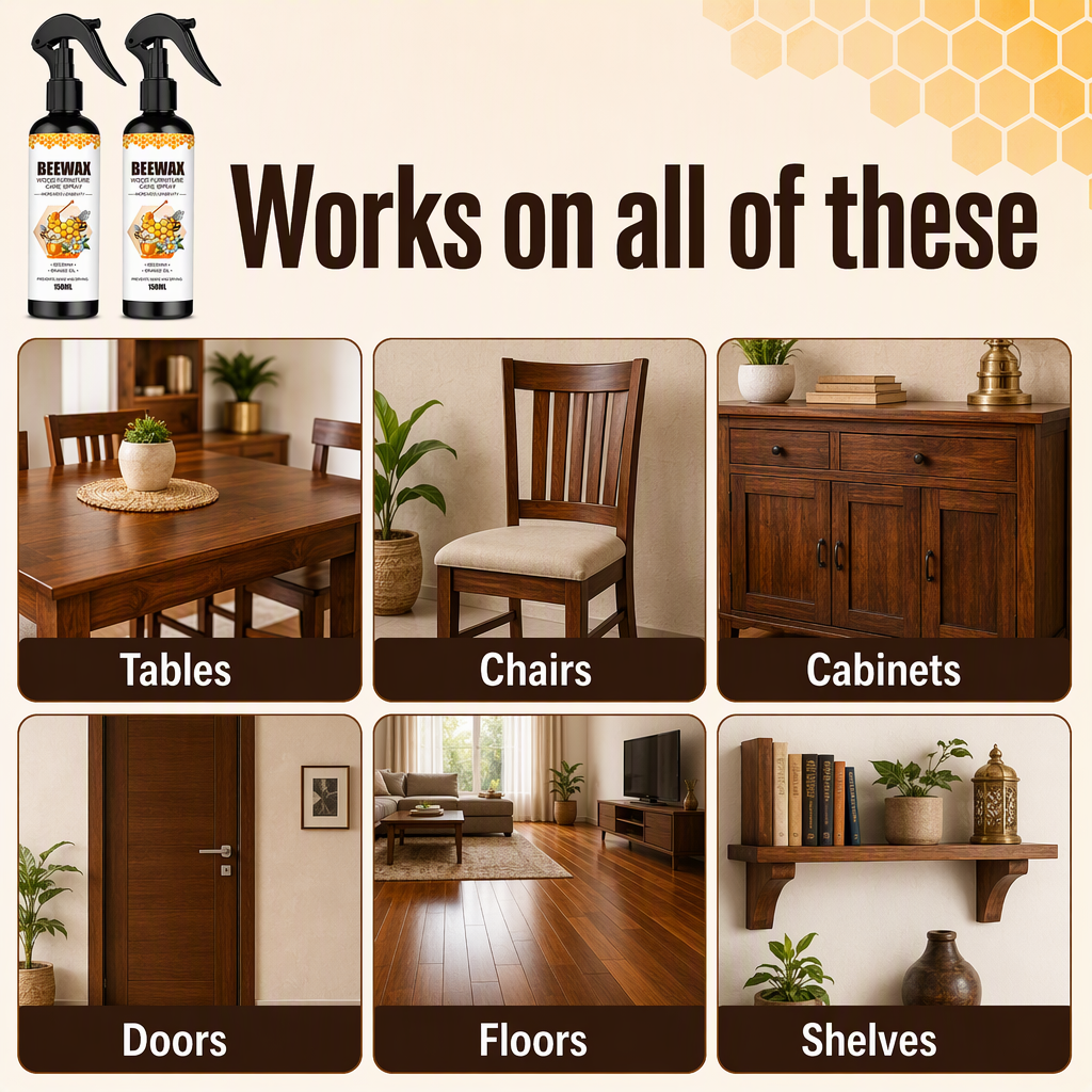 Beeswax Spray Furniture Polish, Wood Cleaner, Wood Floor Polish PACK OF 2 – places