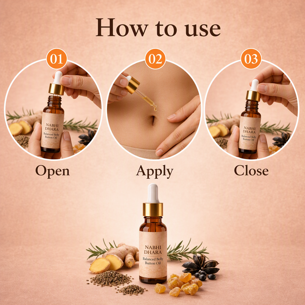Dhara balanced belly button oil (pack of 1) – steps