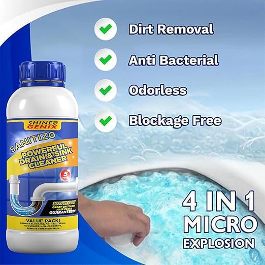 Drain Cleaner Powder – Sink, Basin & Bathroom ki Naali ke liye (4 Bottle, 400 g)