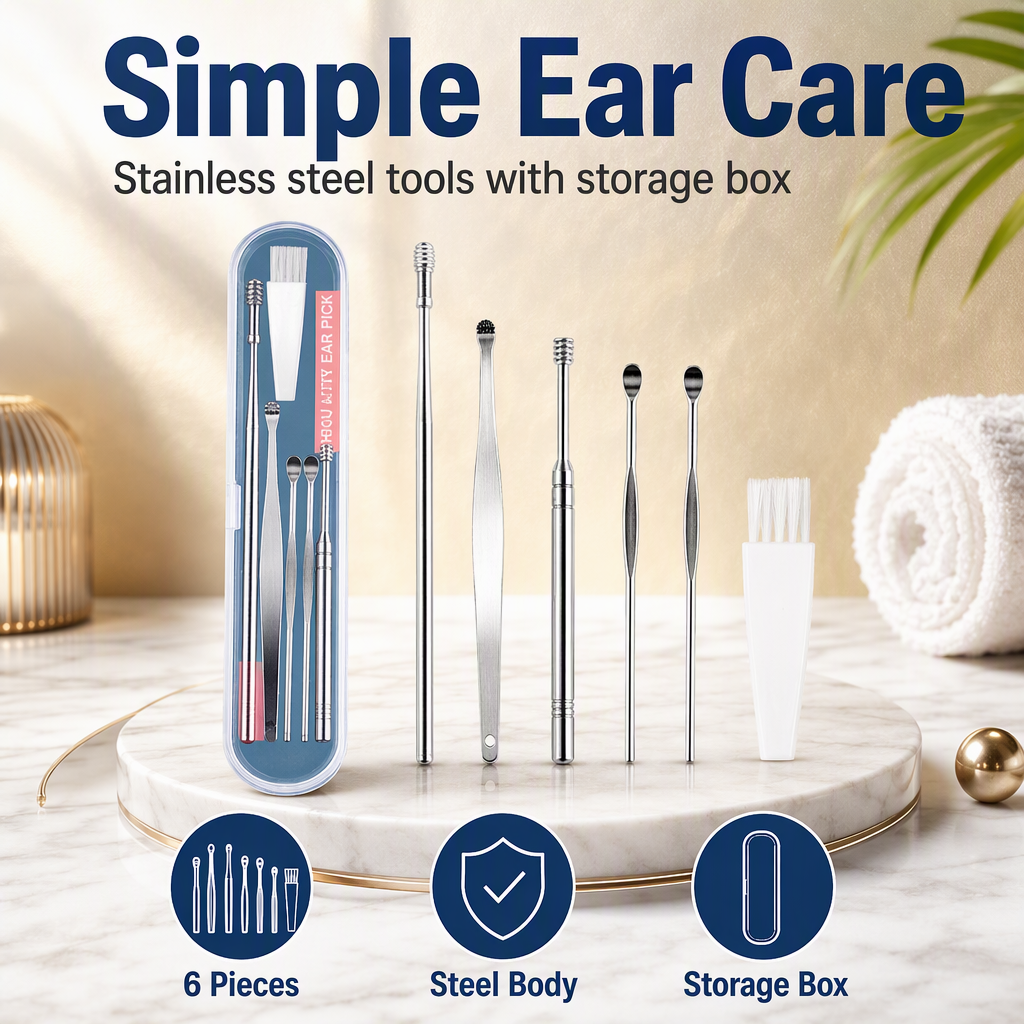 Ear Wax Cleaner, Ear Pick Earwax Removal Kit, Ear Cleaning Tool Set, Ear Curette Ear Wax Remover Tool with a Storage Box