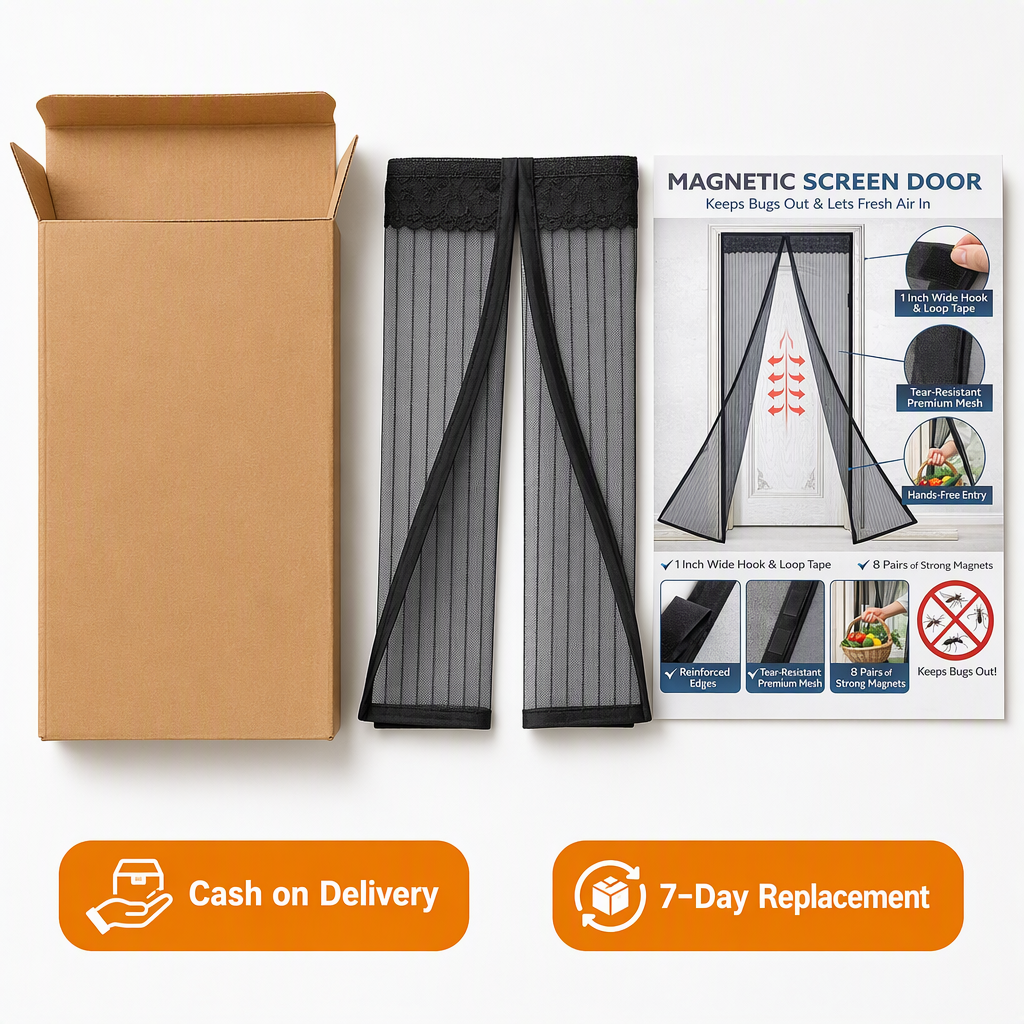 Mesh Screen Net Home Magnetic Foldable Anti Mosquito Door Curtains 100*210CM which fits to Door Size - 7 Feet – box