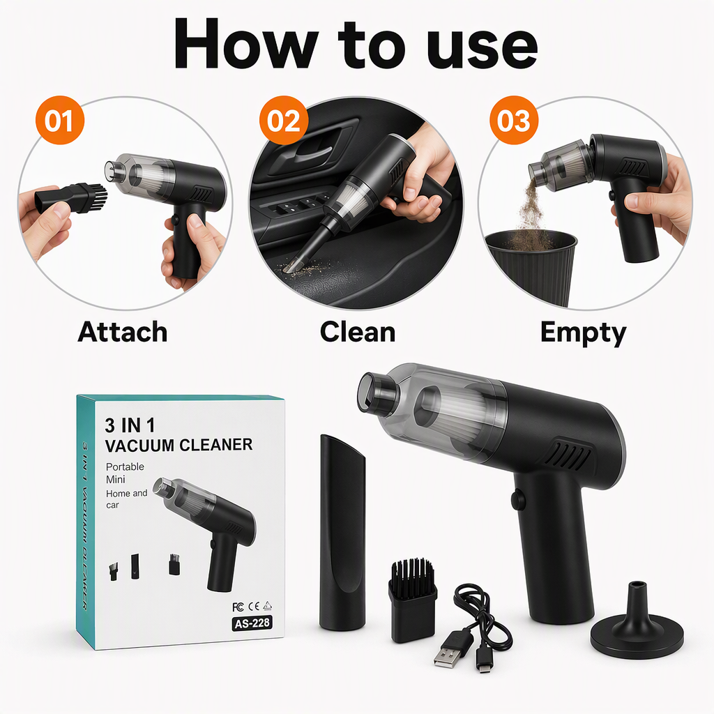 Portable Vacuum Cleaner – steps