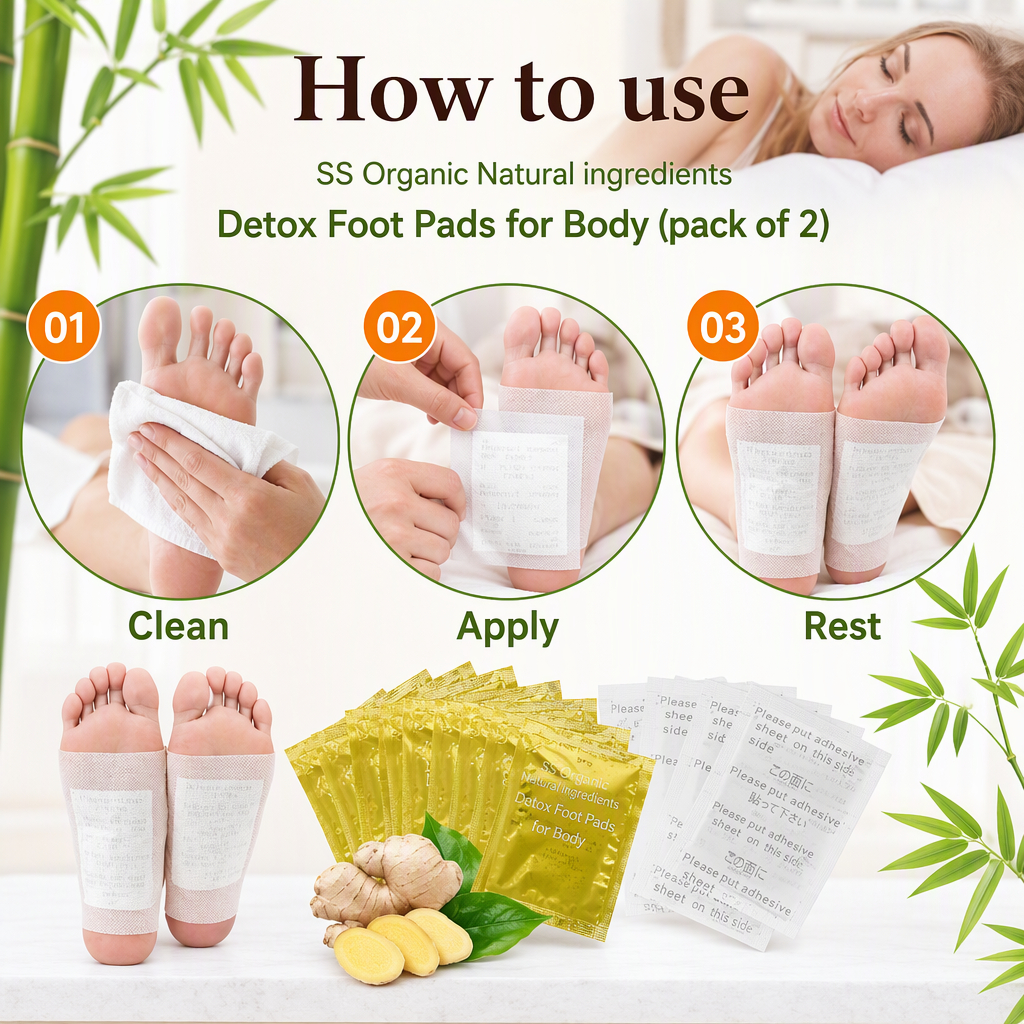 SS Organic Natural ingredients Detox Foot Pads for Body (pack of 2) – steps